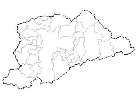 Simple map of Metropolitan region of Sao Paulo in black and gray linesのイラスト素材