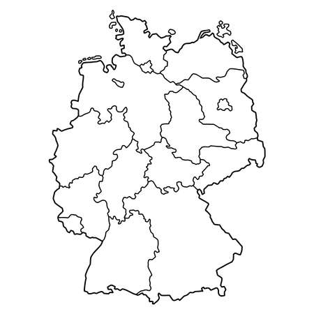 Simple map of Germany in black lines on white backgroundのイラスト素材