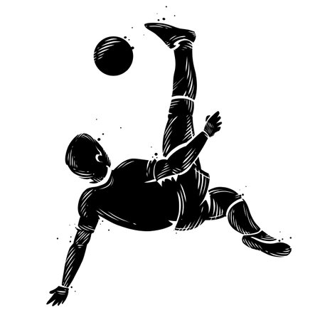 Silhouette of soccer player dominating the ballのイラスト素材