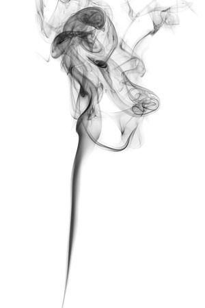 black smoke isolated on white backgroundの写真素材