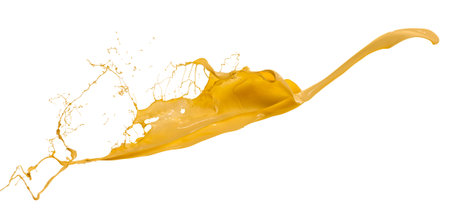 splashes of yellow paint isolated on white backgroundの写真素材