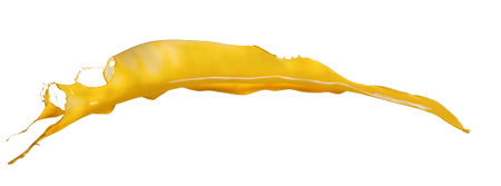 splashes of yellow paint isolated on white backgroundの写真素材