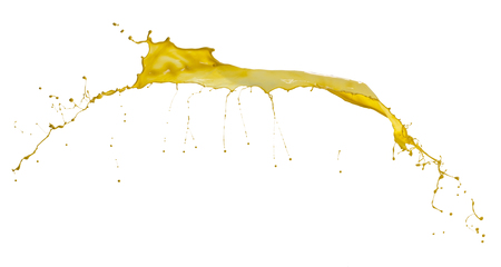 splashes of yellow paint isolated on white backgroundの写真素材