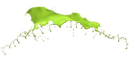 Isolated shot of green paint splash on white backgroundの写真素材