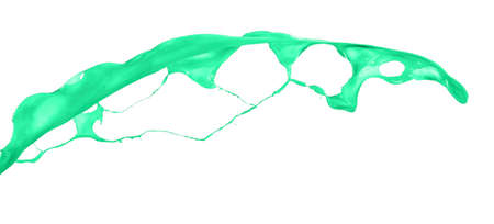Isolated shot of green paint splash on white backgroundの写真素材