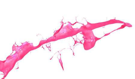 Pink paint splashing isolated on white backgroundの写真素材