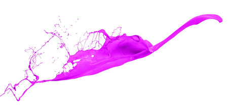 Pink paint splashing isolated on white backgroundの写真素材