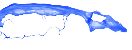 Isolated shot of blue paint splash on white backgroundの写真素材