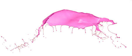 Pink paint splashing isolated on white backgroundの写真素材