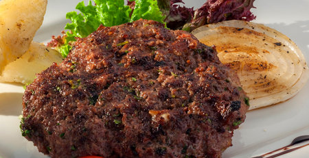 Delicious grilled beef meatball with vegetables