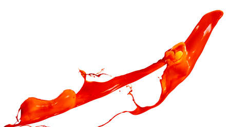 beautiful splashes of red paint isolated on white backgroundの写真素材