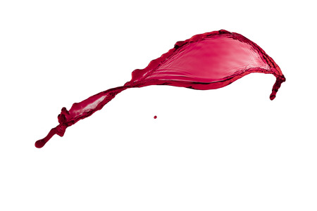 flying beautiful red splash and drops isolated over white backgroundの写真素材