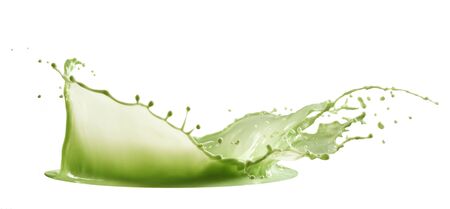 green paint splash isolated on white backgroundの写真素材