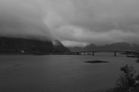 Bridge between Lofoten islandsの写真素材