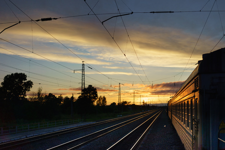 sunset sky at the train stationのeditorial素材