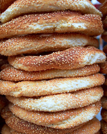 sesame round buns pile