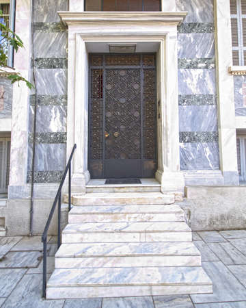 elegant house door, Athens Greeceの写真素材