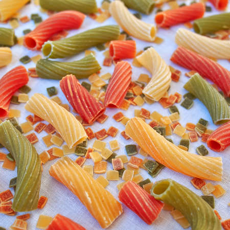 colorful pasta closeup, food backgroundの写真素材