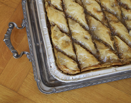 baklava, traditional midle east sweet with honey syrup