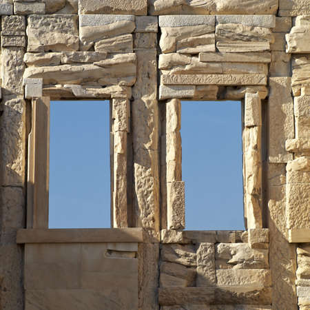 windows of erechteion temple, Acropolis, Athens Greeceの写真素材