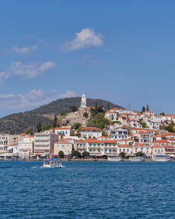 mediterranean island view, Poros Greeceの写真素材