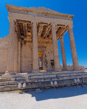 north entrance of erechtheion temple, Athens Greece の写真素材