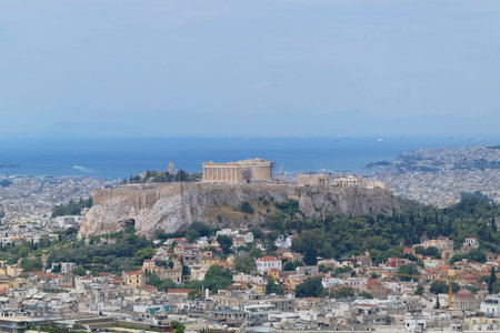 Parthenon, Acropolis and Athens cityscape, Greeceの写真素材