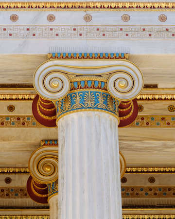 colorful classical Ionic column capitalの写真素材