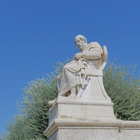 Plato the philosopher statue, Athens Greeceの写真素材