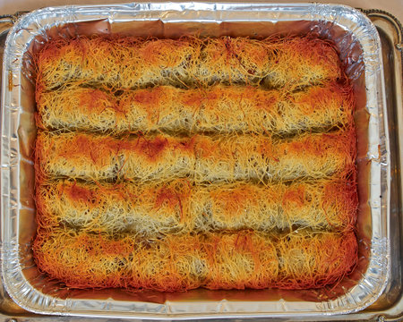 kadaif, oriental gourmet desert with nuts and syrupの写真素材