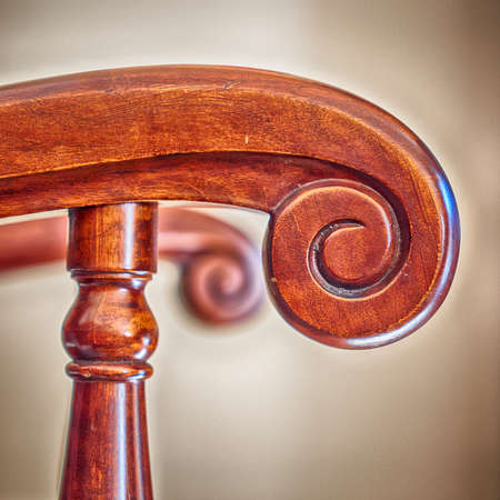 handmade solid wood armchair detailの写真素材