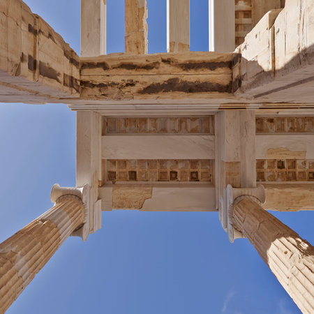 ceiling of ancient greek building, Athens acropolisの写真素材