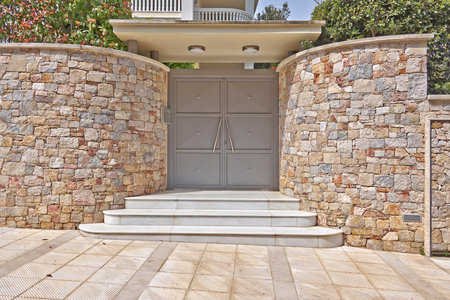 Modern house door, Athens suburbs, Greeceの写真素材