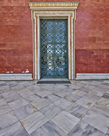 vintage door of the academy of Athens, Greeceのeditorial素材