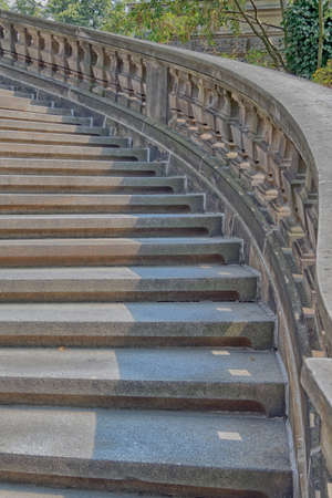 vintage curved outdoor stairs, Dresden Germanyの写真素材