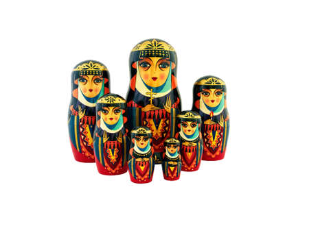Babushka traditional Russian dolls on whiteの写真素材