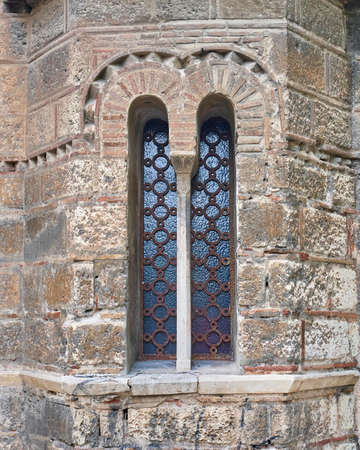 Athens, Greece, Panaghia Kapnikarea medieval church windowの写真素材