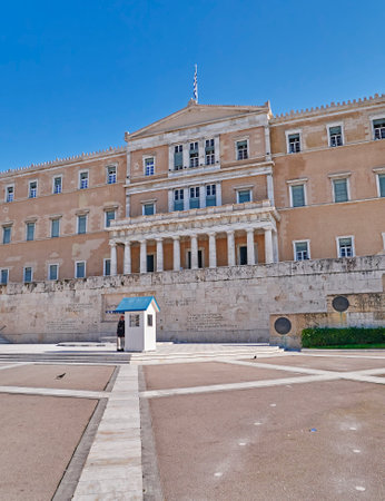 Athens Greece the parliament on Syntagma square ex king's palaceのeditorial素材