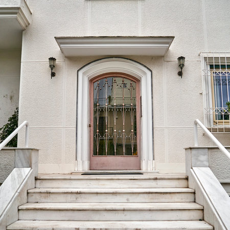 vintage house entrance, Athens Greeceの写真素材