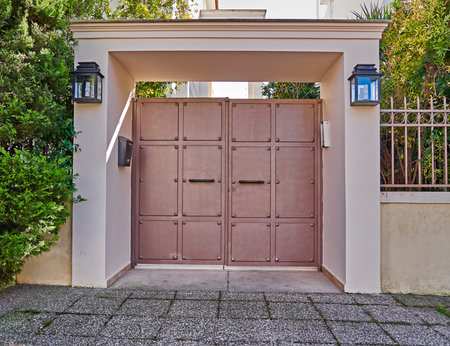 modern house entrance, Athens Greeceの写真素材
