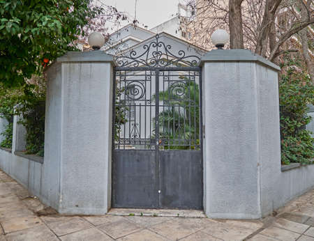vintage house entrance, Athens Greeceの写真素材
