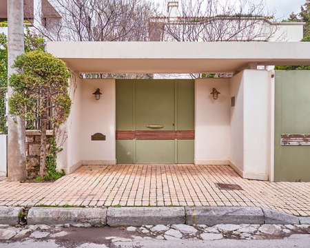 contemporary house entrance, Athens Greeceの写真素材