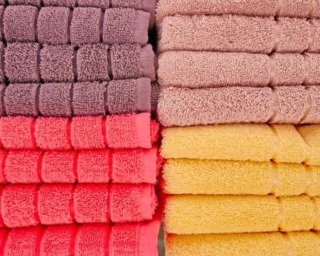 pile of colorful towels close upの写真素材