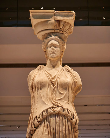 Caryatid statue close up, Acropolis museum, Athens Greeceのeditorial素材