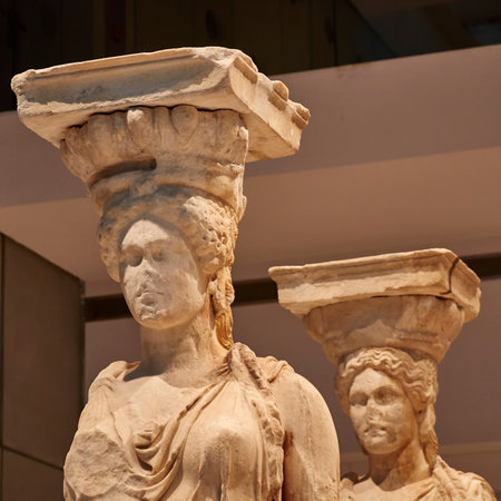 Caryatid statue close up, Acropolis, Athens Greeceのeditorial素材
