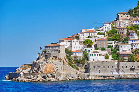 Greece, Hydra island town and  cape "Kavos" scenic viewの写真素材
