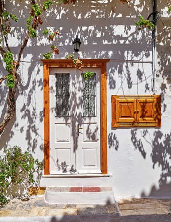 Greece, vintage wooden doorの写真素材
