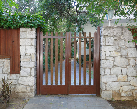 Athens Greece, elegant house wooden door entrance