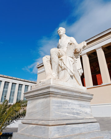 Athens downtown, Ioannis Capodistria statue, first governor of modern Greece in front of the national univercityのeditorial素材