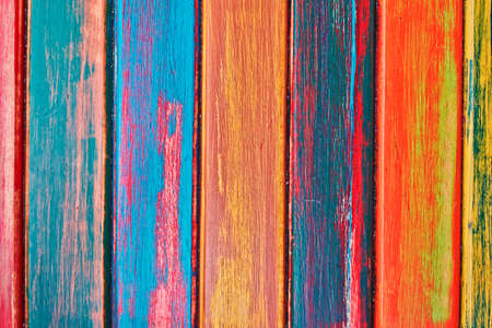 painted wood stripes closeup, colorful backgroundの写真素材